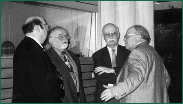 Figure 9. Joachim Pestinger (left) meets with German delegation members Peter Weitershagen, Hans Mundry, and Hans Stumpel.