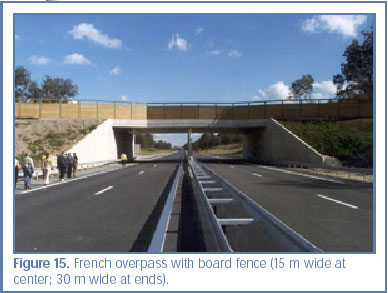 Figure 15. French overpass with board fence (15 m wide at center; 30 m wide at ends).
