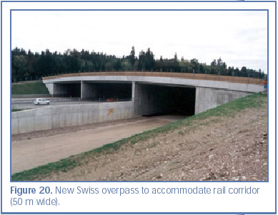 Figure 20. New Swiss overpass to accommodate rail corridor (50 m wide).