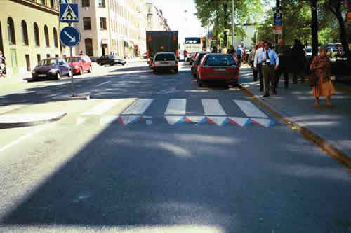 Figure 4-5. Virtually raised crosswalks in Sweden.