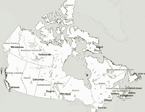 map of canada and provinces. Map of Canadian provinces.