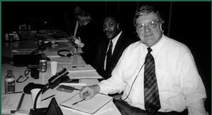 Figure 7. Myron Frierson and Richard Moeller listen to interpreters at the German Federal Ministry of Transport.