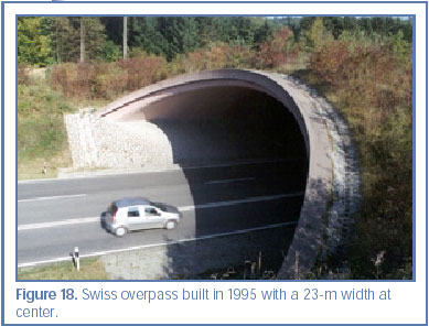 Figure 18. Swiss overpass built in 1995 with a 23-m width at center.
