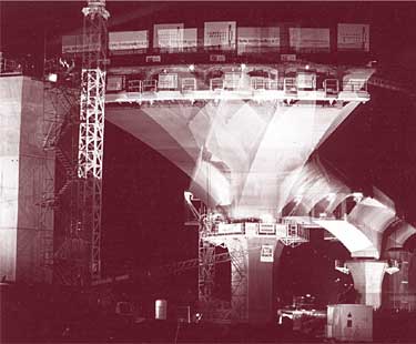 Time-lapse photograph of rotating a balanced cantilever bridge