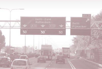 Photo of the motorway control and signaling sign system used to harmonize speed in the Netherlands.