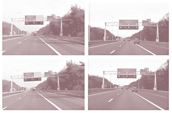 Four snapshots showing lane control signals.