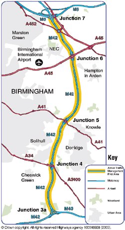 Map of the M42 ATM project limits.