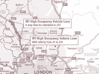 Map of the M1 HOV lane project.