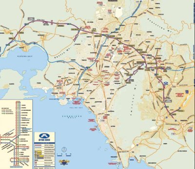 Map of Attiki Odos Toll Motorway in Athens, Greece.
