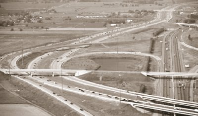  Aerial photo of Highway 401 at 407 Electronic Toll Road.