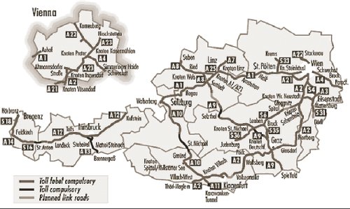 Map of Austrian motorway network.
