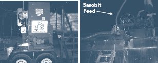 Photos of Sasobit pneumatic feed to mixing chamber.