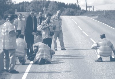 Photo of U.S. scan team inspecting a WAM-Foam pavement in Norway.