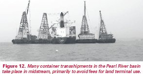 Figure 12. Photo of cranes and ships in the Pearl River.