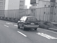 Photo of median barrier treatments and pavement marking text.