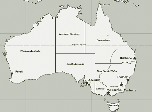 Map of Australian States