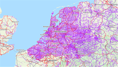 Figure 23 Cuycling network in the Netherlands - Description: A map showing all of the cycling network in the Netherlands 