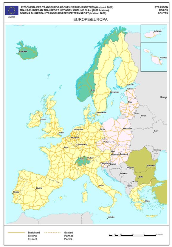Figure 5. Map of Trans-European road comprehensive network.