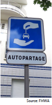 Sign indicating a car share location in Paris. Source: FHWA