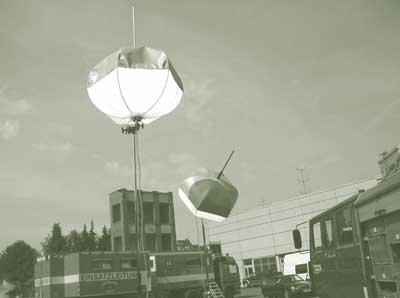 Photo: two lights with translucent diffusing covers