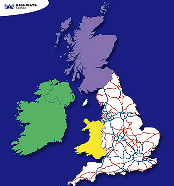 Map of British national road network.